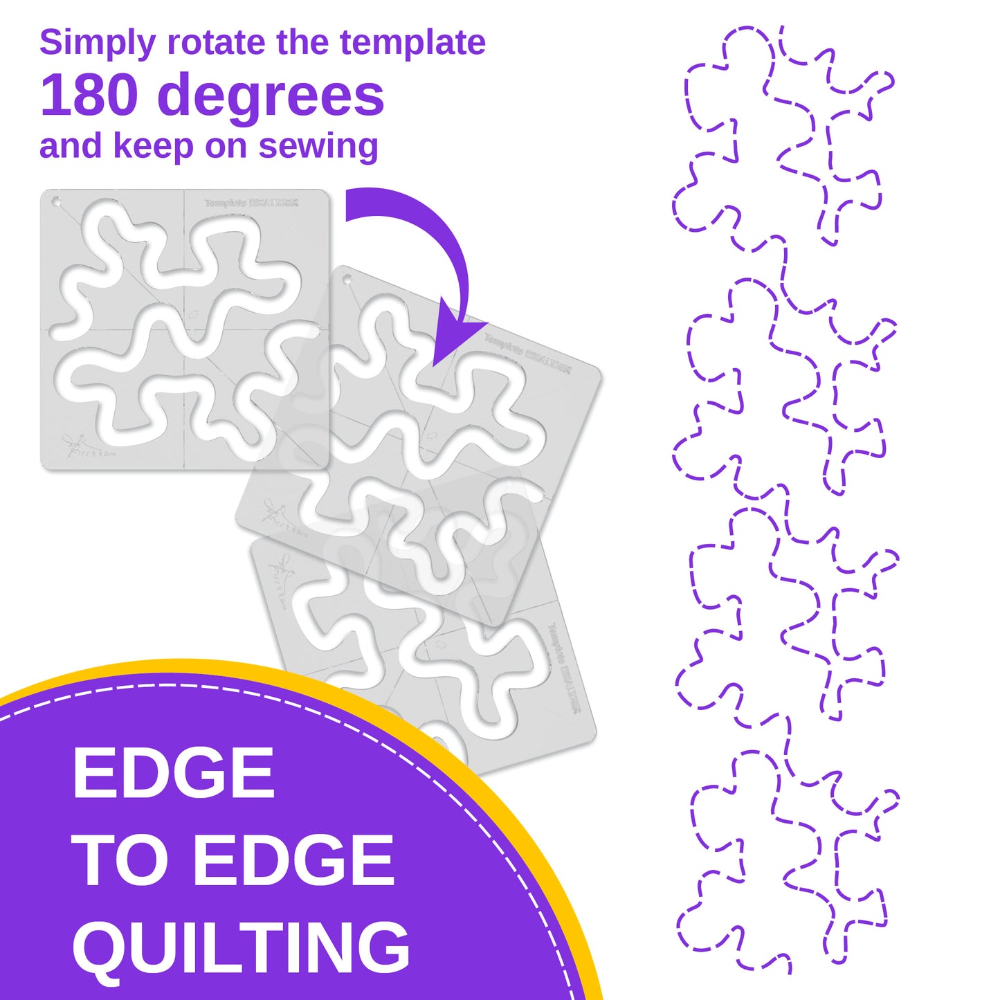 Meander Quilting Ruler Template for Sewing Machine, 8x8 inch | 4mm clear acrylic, edge-to-edge meander, free motion quilting, stippling, patchwork, beginner friendly